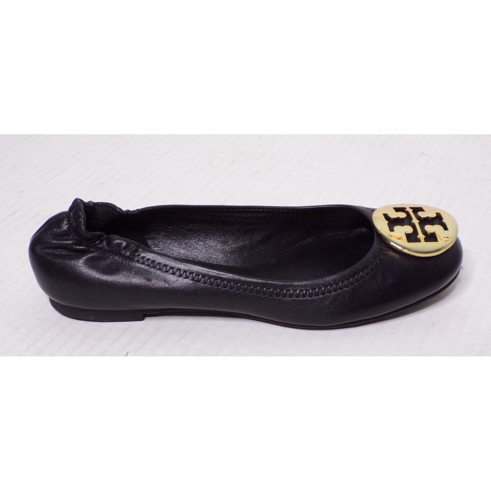 πTORY BURCH Claire Ballet Flats Shoes Logo Black 7 - Picture 13 of 16